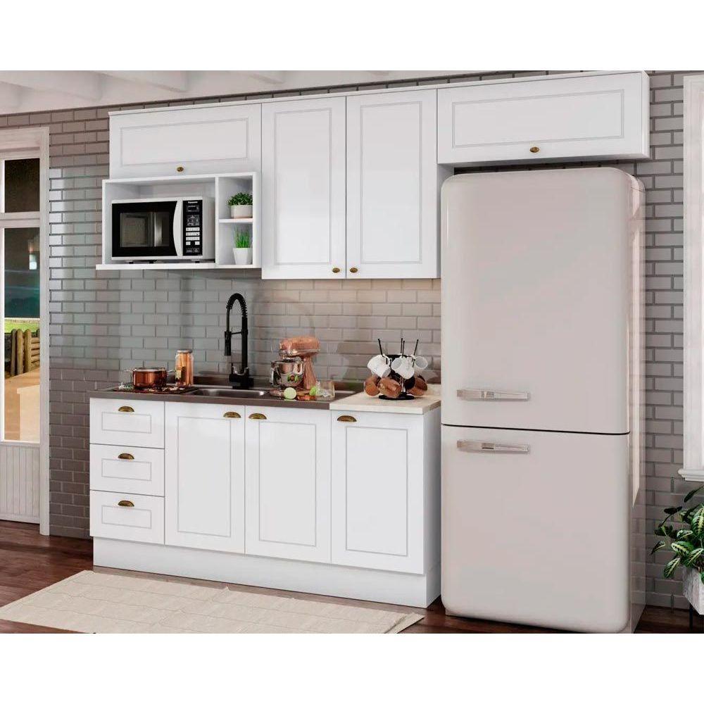Cozinha Completa Americana 7 Peças (4Aéreos+2Balcões+1Complemento) s/Pia CZ142 Branco - Henn