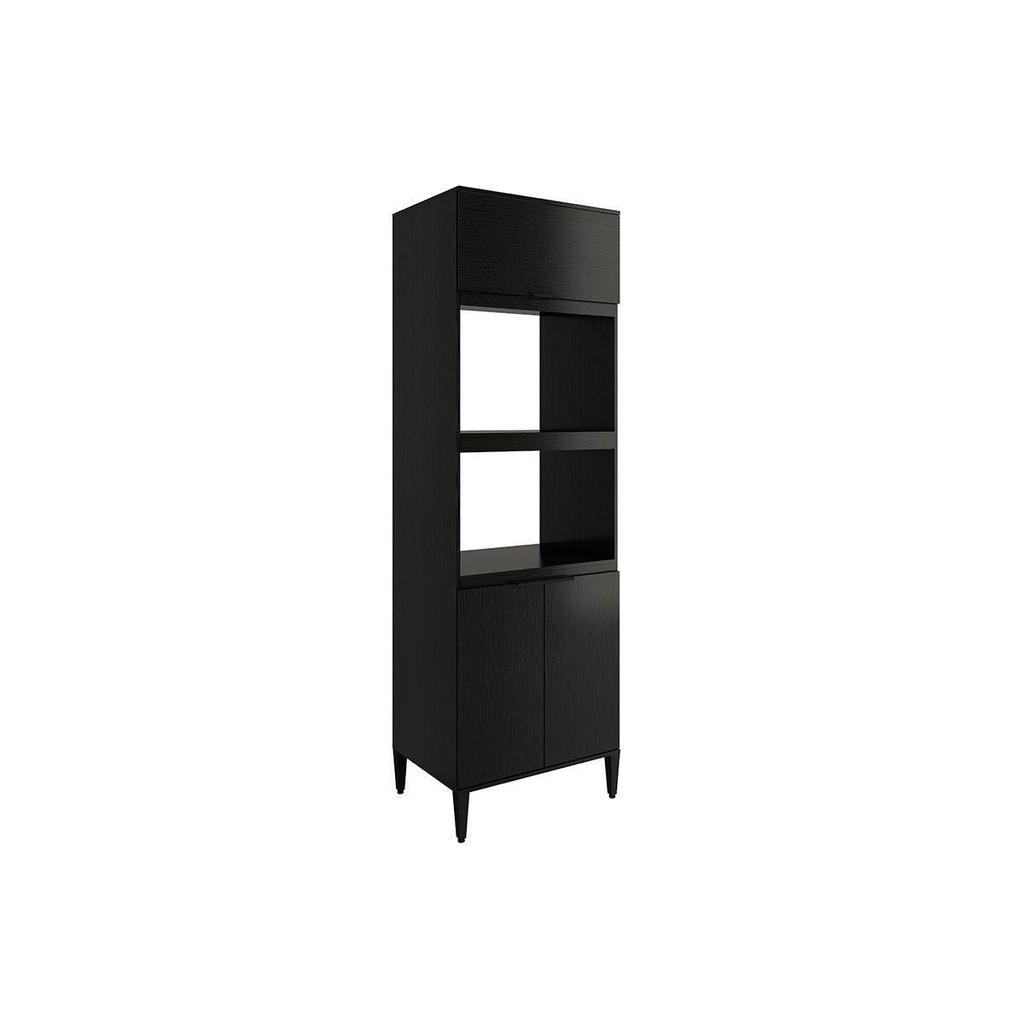Paneleiro de Cozinha Alpha 2511 Torre Quente c/ 2 Fornos 3 Portas 70cm Preto - Carraro