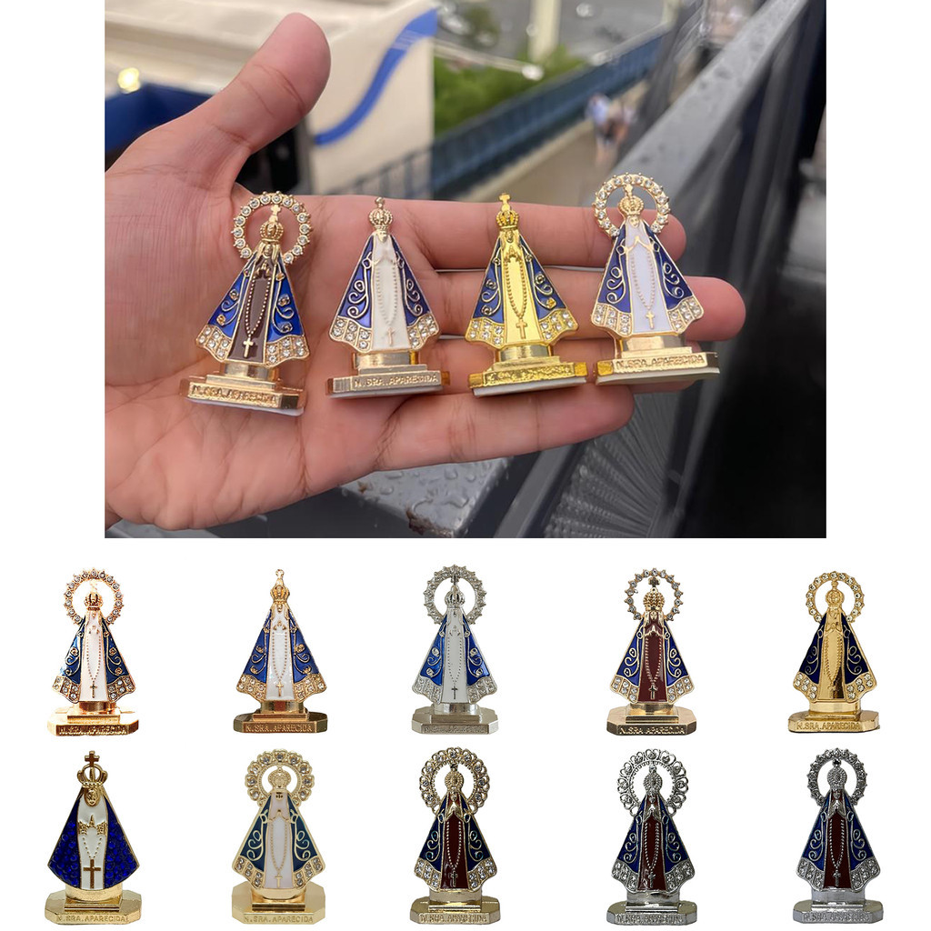 Kit com 3/6/12 Imagens de Nossa Senhora Aparecida em Metal 5,5cm - Fé e Proteção em Cada Detalhe