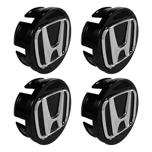 Jogo Calota Meio Roda Honda Fit City Wrv Preta Cromado 58mm