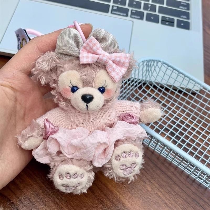 Bonito Duffy urso saco pingente artesanal boneca de pelúcia chaveiro pingente Shirley rosa acessórios presente