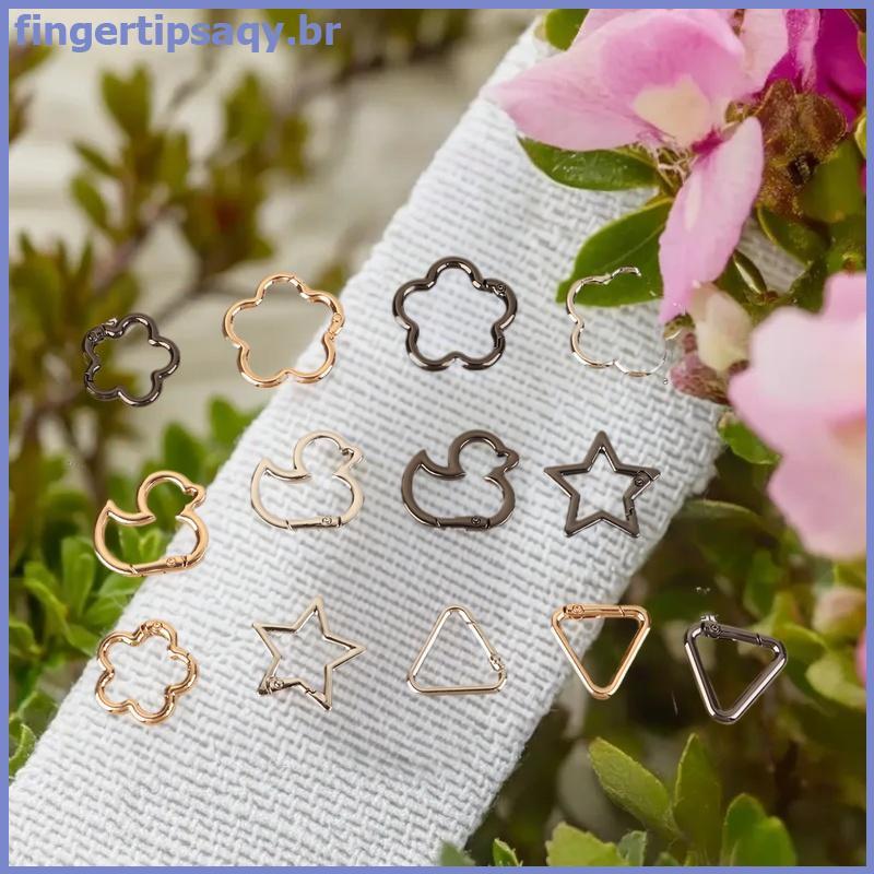 FINGE 5 Pçs Estrela Du Flor Forma Anel De Mola Aberto Bule Mosquetão Snap Clip Para Bolsa De Couro Cinto Cinta Conector
