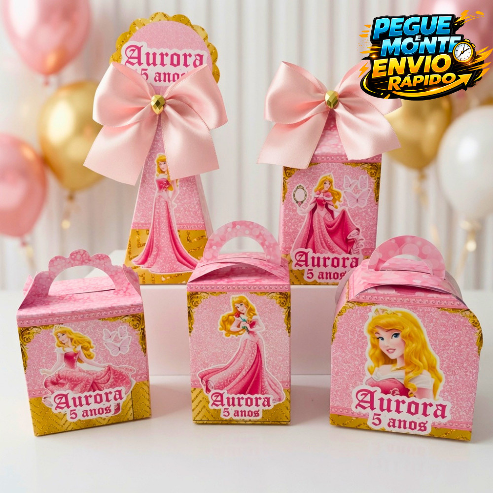 Kit Caixas Aurora a Bela Adormecida Personalizada PEGUE E MONTE  /Lembrancinha de Festa /Aniversário