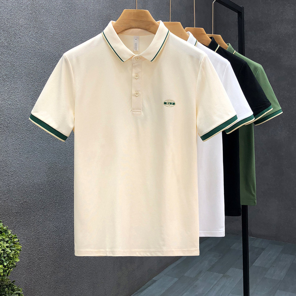 High-end gola líder camiseta masculina de manga curta Street Wear lapela camiseta masculina 2026 novo estilo high-end