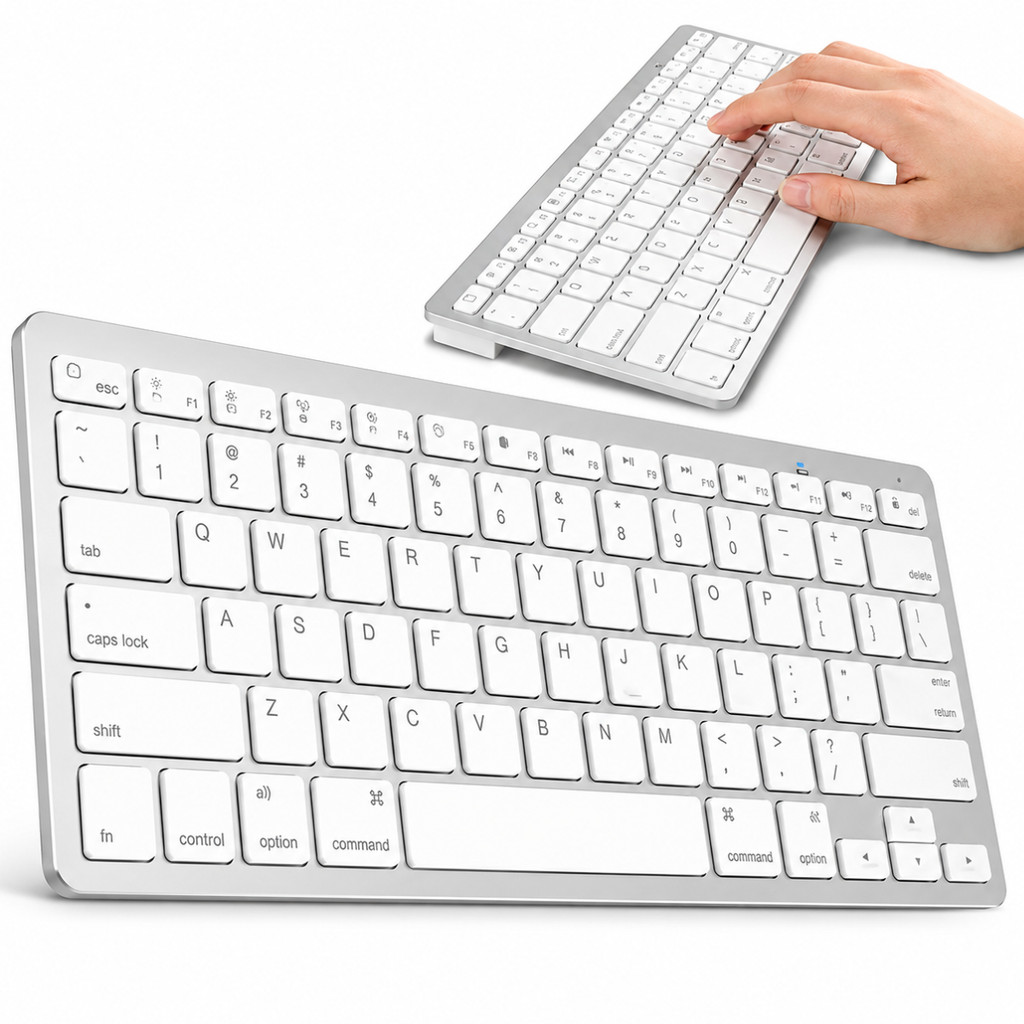 Teclado Branco Bluetooth Sem Fio para iPad macOS MacBook