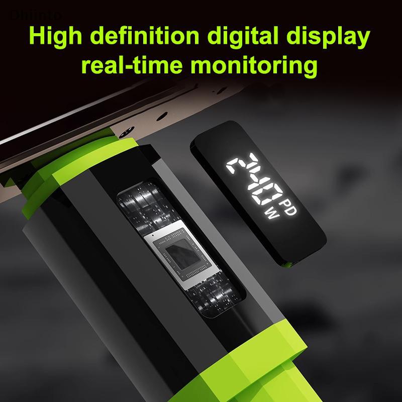 [Dhiint] Cabo USB C De 240 W Com Display De Energia Carregador De Carregamento Rápido Para 15 16 17 Samsung Xiaomi Huawe