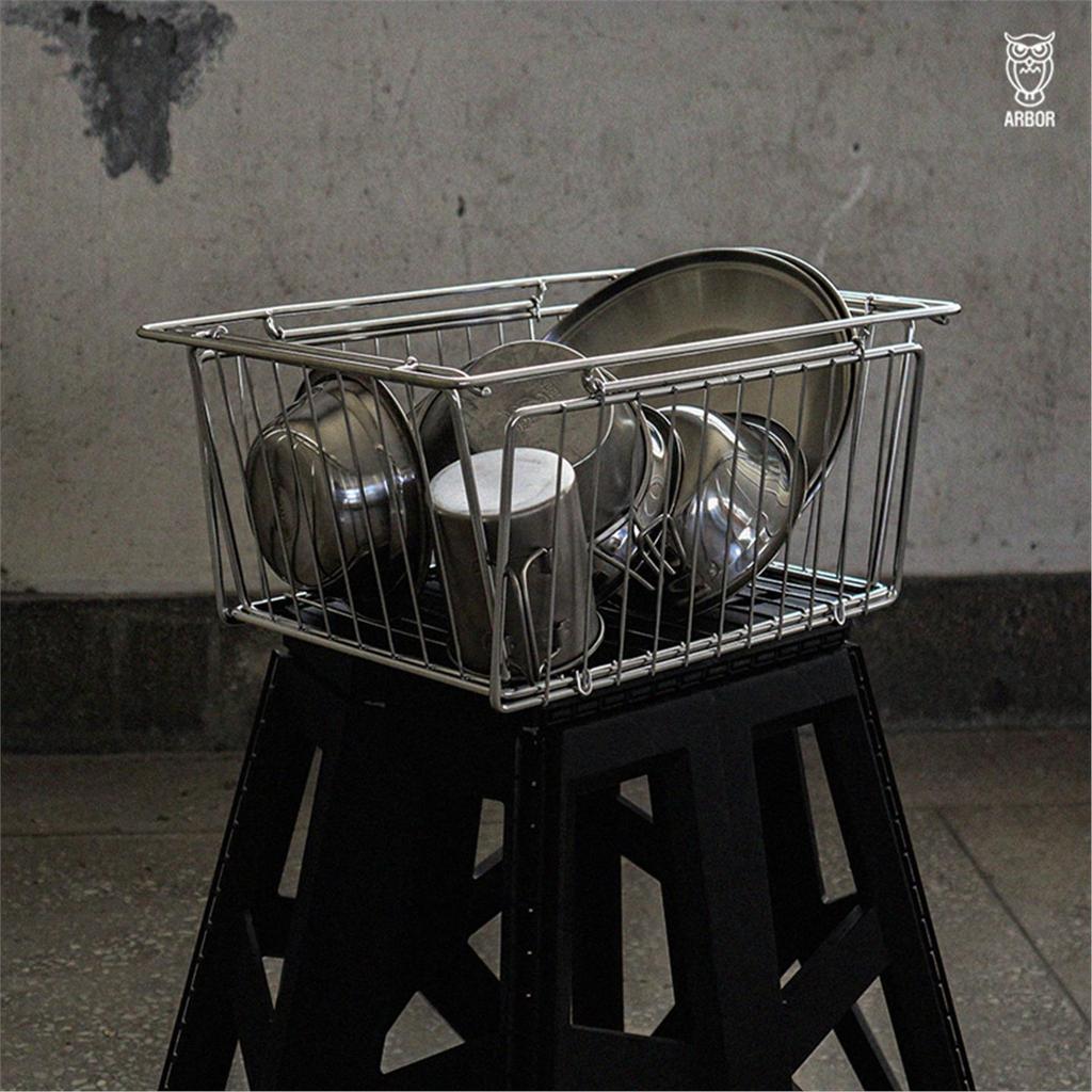 ARBOR ao ar livre IGT cesta dobrável de aço inoxidável cesta de armazenamento multifuncional placa de mesa portátil coru