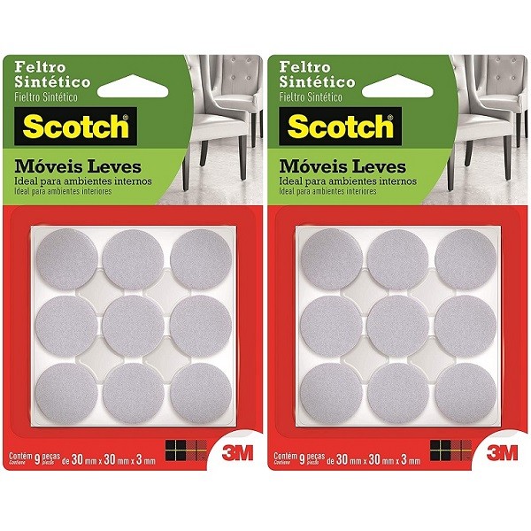 Kit com 18 Feltro Adesivo Cadeira Redondo G 30MM SCOTCH 3M