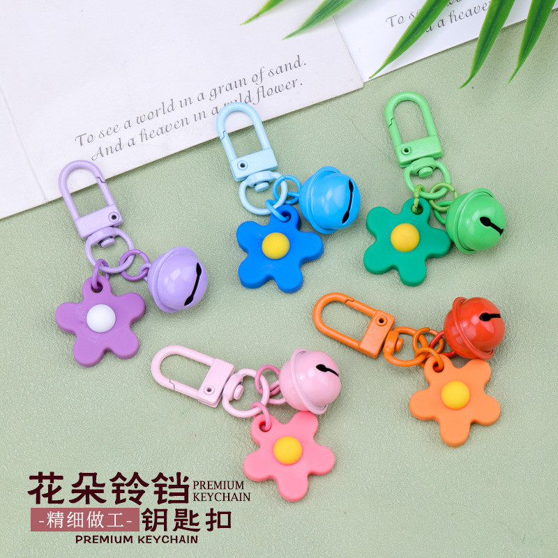 Chaveiro de sino de flor colorida pingente fofo pequeno Item chaveiro joias acessórios de joias faça você mesmo