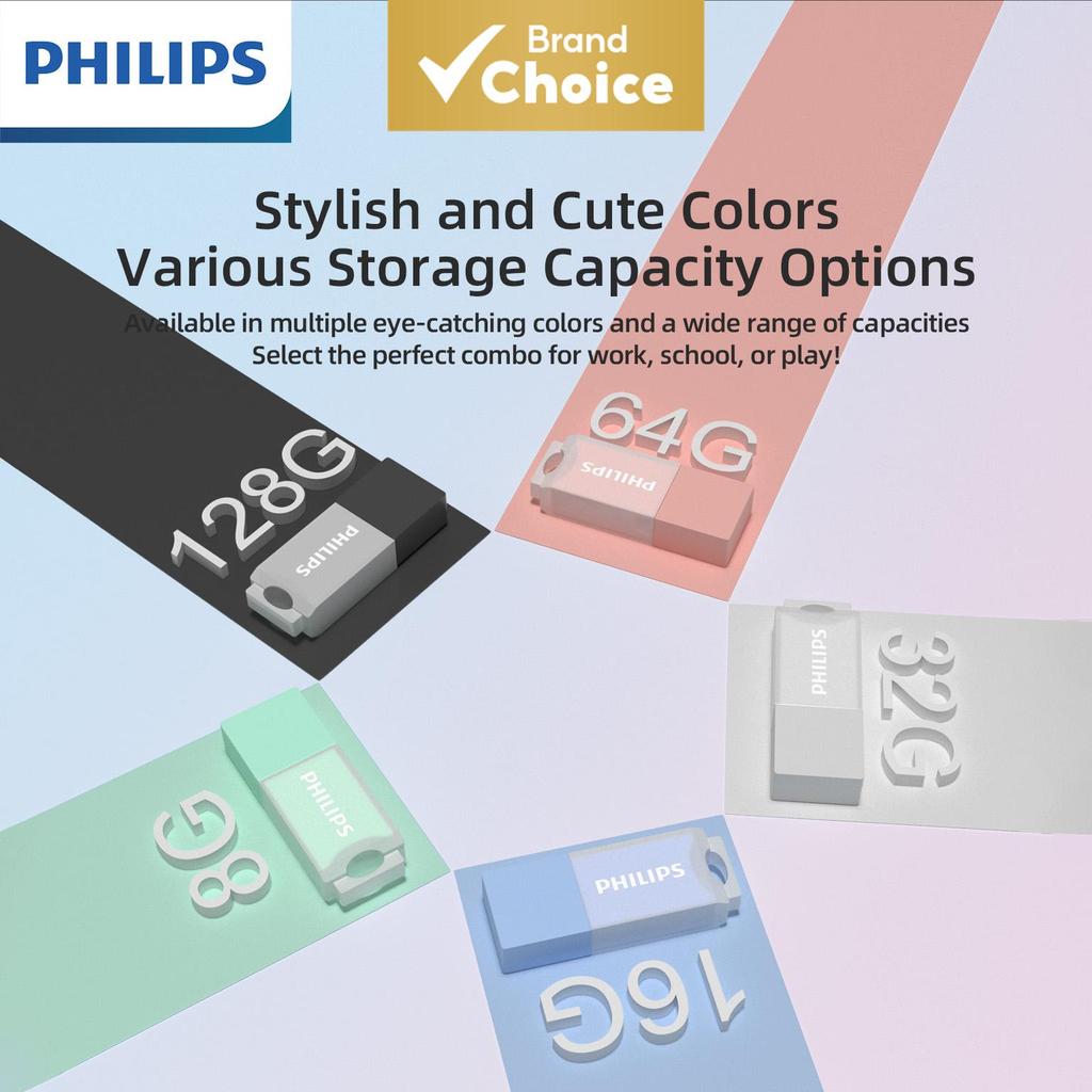 PHILIPS Pen Drive USB 2.0 Plug and Play para Estudantes, Essencial para Escritório, Dispositivo de Armazenamento, 5