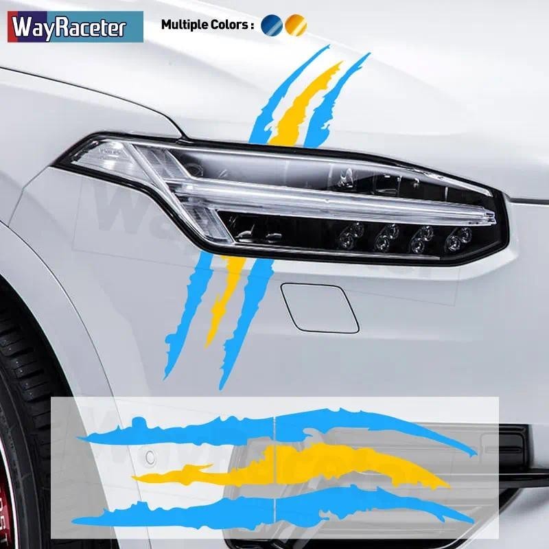 1 Peça Decalque Com Listras De Garra Fantasma Bandeira Da Suécia Adesivo De Sobrancelha Para Farol De Carro Volvo V50 V6