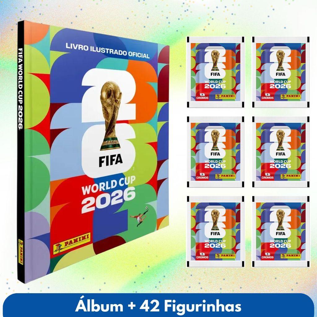 Kit Álbum Copa do Mundo 2026 com 42 Figurinhas Capa Dura Fifa Pacotes Jogo Oficial Futebol