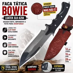 Faca Tática Bowie Luatek A284 Bainha Estilo Couro Camping