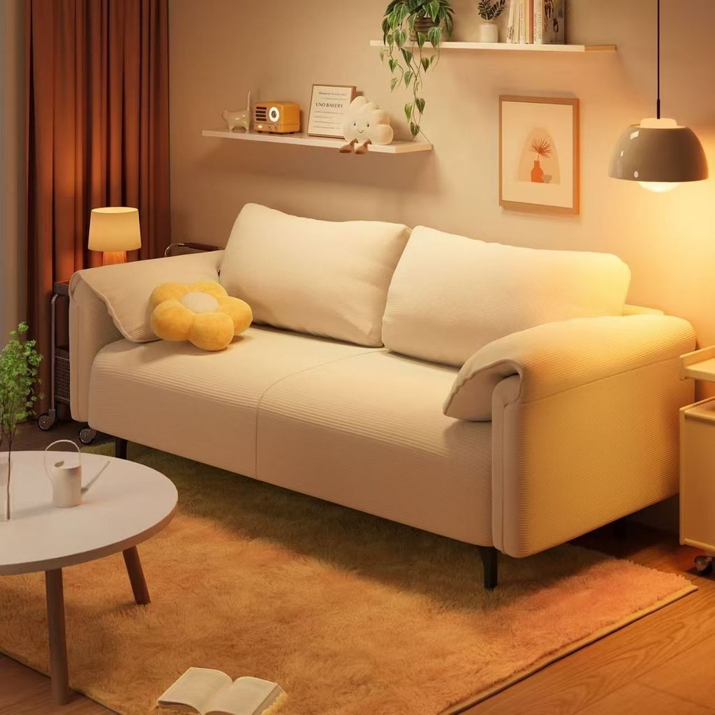Sofá de tecido aluguel quarto sala de estar sofá b & b apartamento duplo influenciador de três lugares sofá inline