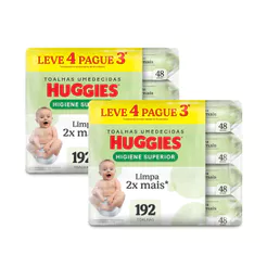Kit 2 Lenços Huggies Higiene Superior Limpam 2x Mais 4 x 48 Unidades