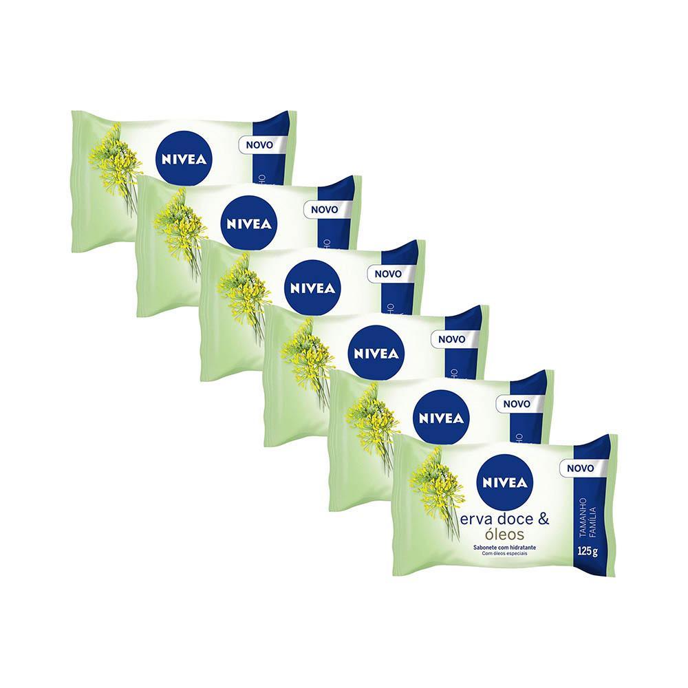 Kit 6 Sabonetes em Barra NIVEA Erva Doce & Óleos 125g