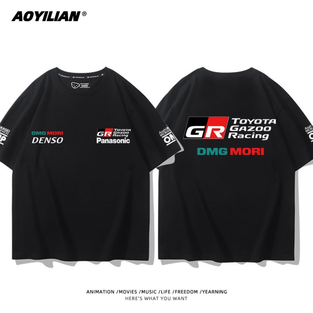 Estoque Pronto TOYOTA GR Racing Performance Car 100 % Algodão 200GSM Camiseta Masculina Casual Manga Curta Para