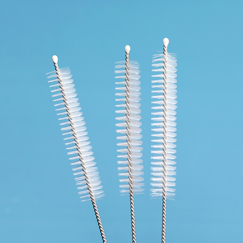 Escova de palha doméstica 20cm escova de lacuna estendida 304 aço inoxidável escova de tubo de ensaio de lã de Nylon esc