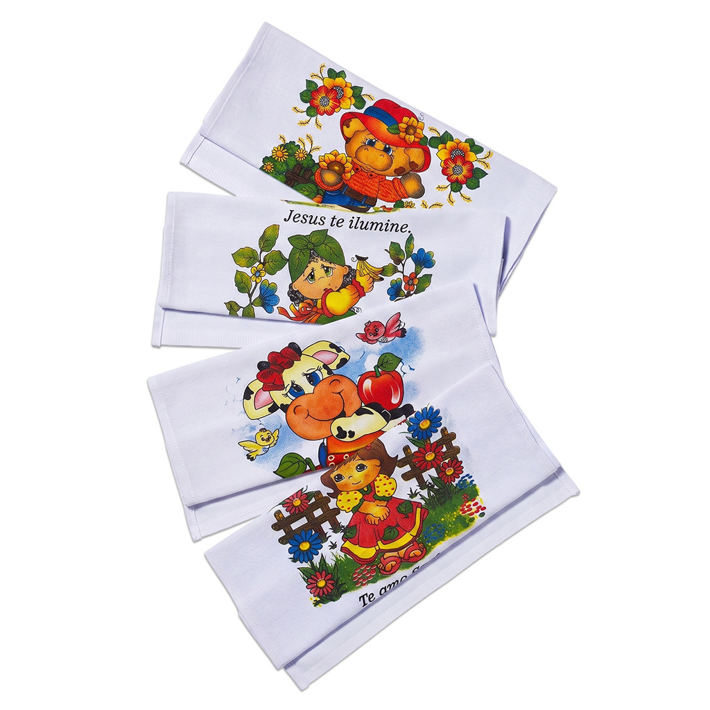 Pano De Prato Copa Atacado Premium Estampado Bainha Kit Com 10 Peças