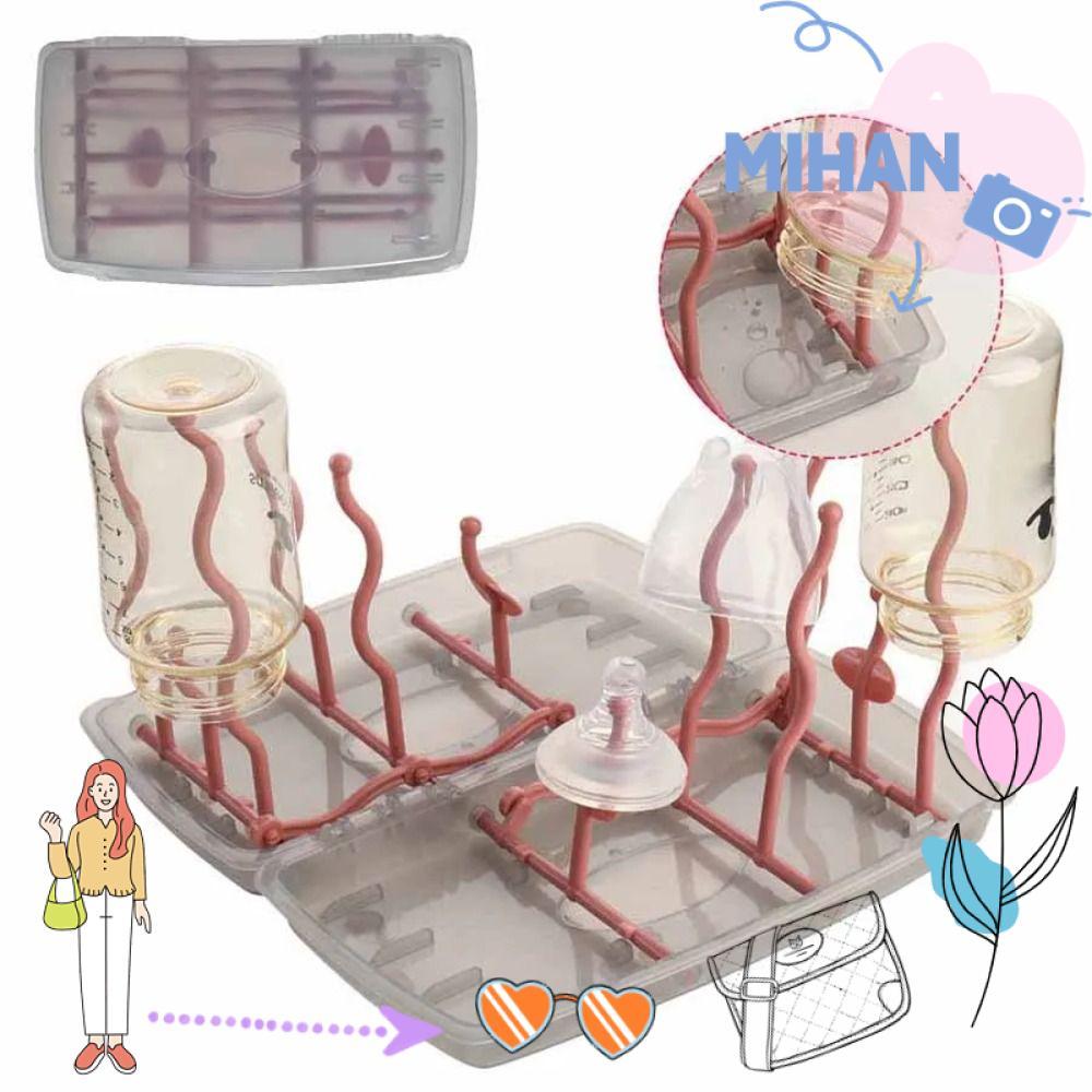 MH-BEAUTY Rack De Secagem De Mamadeiras , Com Tampa Dobrável Para Garrafas De Viagem , Caixa