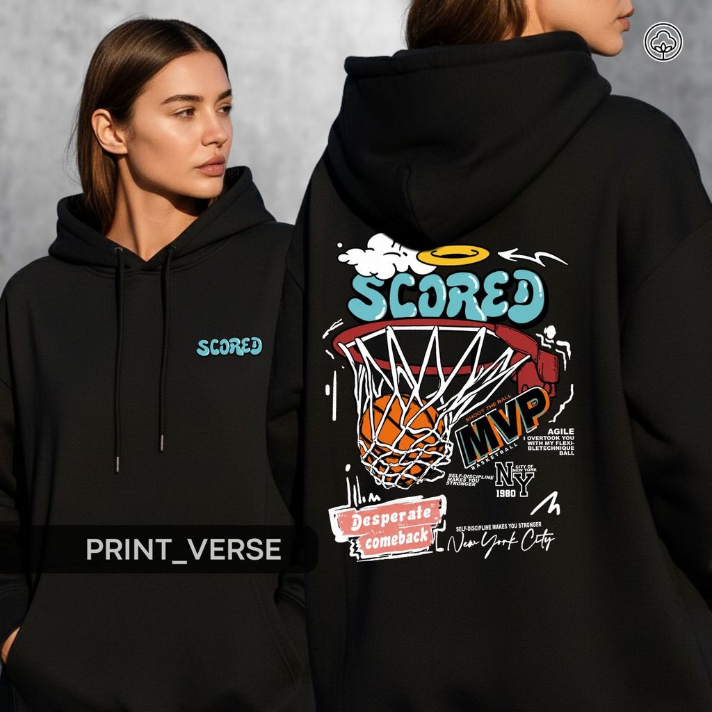 Moletom Canguru Basquete Scored MVP Streetwear Esporte NY Urbana Grafite