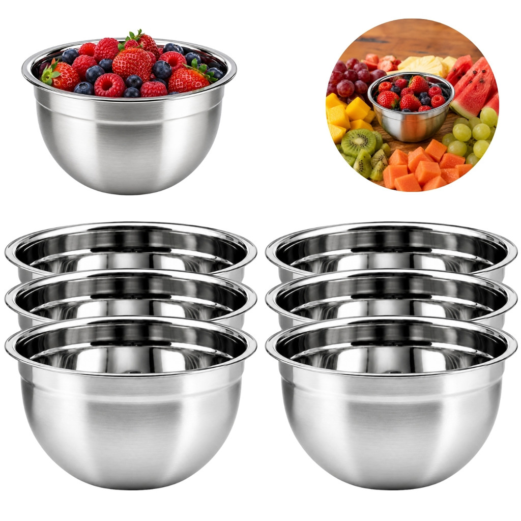 Kit 6 Tigelas Inox Multiuso Utilidades Cozinha Luxo