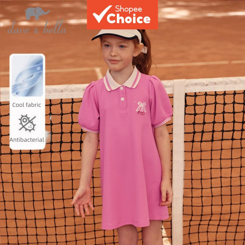 Vestido esportivo de verão para meninas Dave Bella, vestido polo de camiseta de manga curta solto, roupas casuais ao ar
