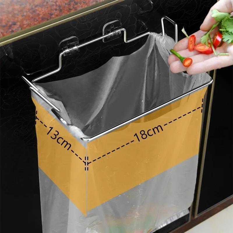 Armário De Aço Inoxidável Lixo Cozinha Armazenamento Suprimentos Domésticos Punch-Livre Suporte Lata De Rack Porta Do Pr