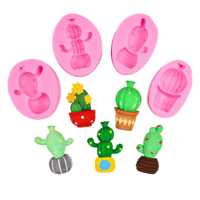 Molde De Silicone Em Forma De Cerâmica De Cacto , Ferramenta De Fabricação De Aromaterapia , Decoração De Bolo Faça Você