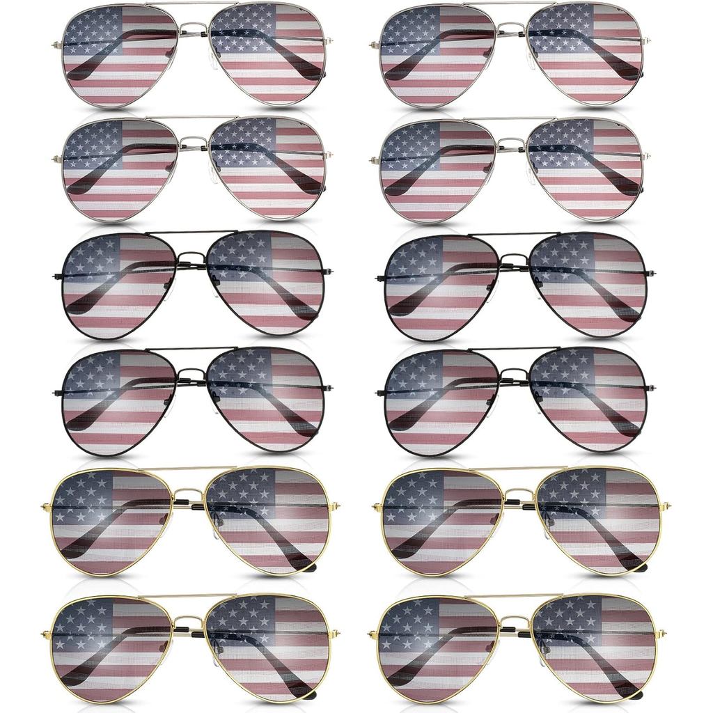 Mepase Pacote com 12 Óculos de Sol Patrióticos Americanos para o 4 de Julho para Homens e Mulheres
