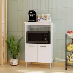 Balcão De Cozinha Modulado Para Forno e Microondas Fidelitá Verona 65cm 2 Portas Branco