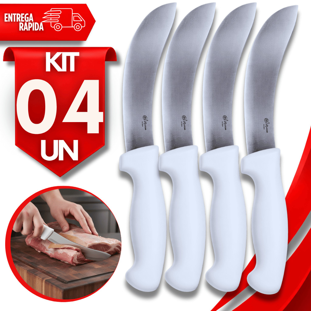Conjunto Facas 6" Tira Couros Açougue Frigorífico Corte Carnes Couro Bovino Suíno Profissional Utilidades