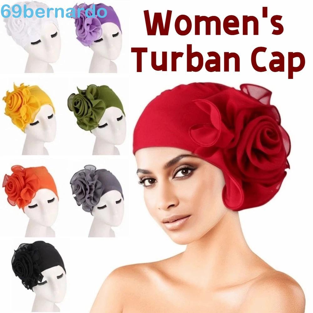Boné Turbante Feminino BERNARDO , Cor Sólida , Tamanho Único , Flor Lateral , Hijab Do Ramadã , Lenço Islâmico Elástico