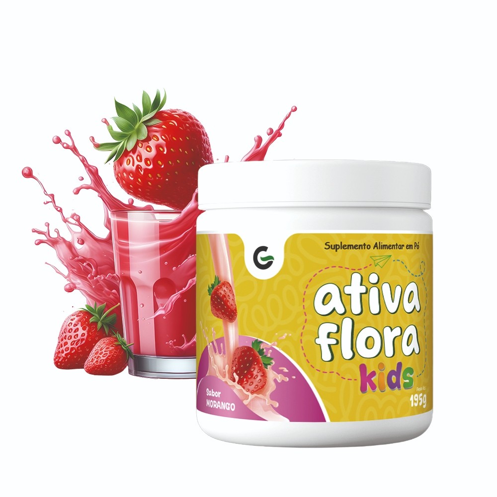 Ativa Flora Kids 195g – Suplemento de Fibras Infantil Sabor Morango