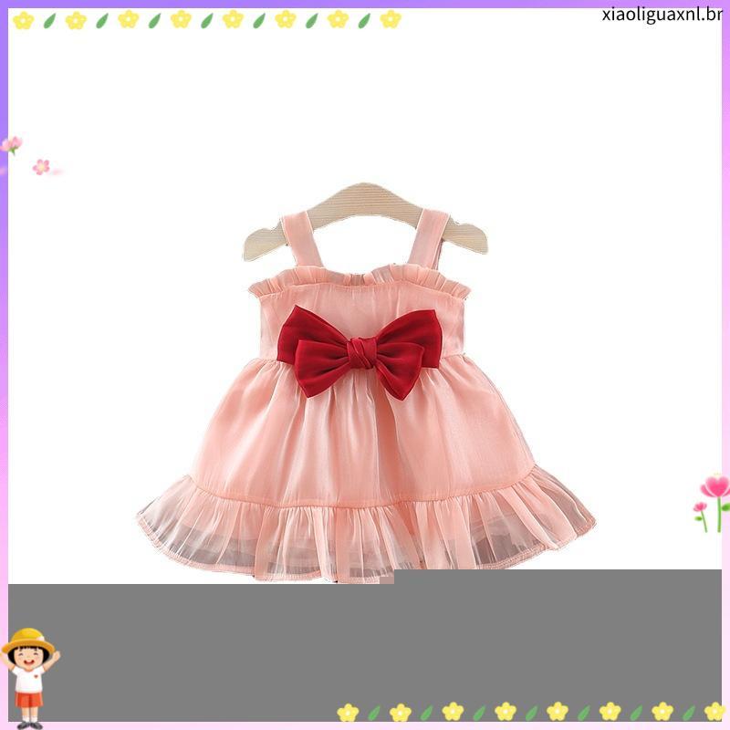 Bowknot Twilight Cloud Yarn Ruffle Infant Princess Dress 0-3 Anos Festa de Aniversário