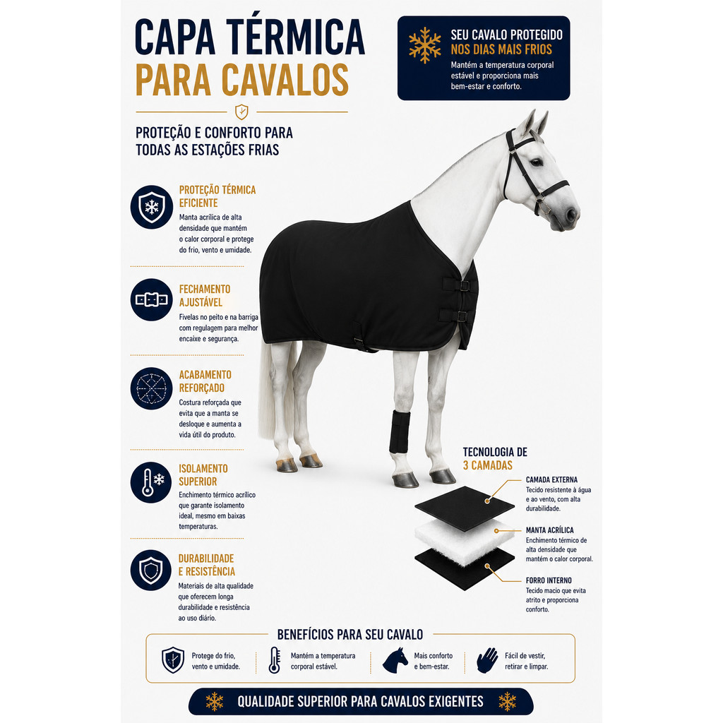 Capa de Cavalo Reforçada para Frio e Mudanças de Tempo