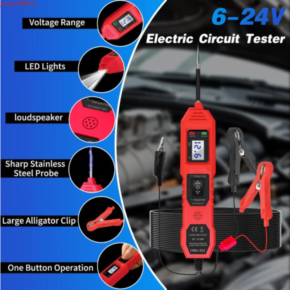 Testador Multifuncional De Circuito De Carro JUNYUE , Elétrico Automotivo DC 6-24V Com Display Digital
