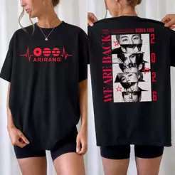 「Mina Hana」Camiseta Unissex BTS Arirang World Tour Tema Kpop Estampa Fofa Moderna Atemporal Tendência