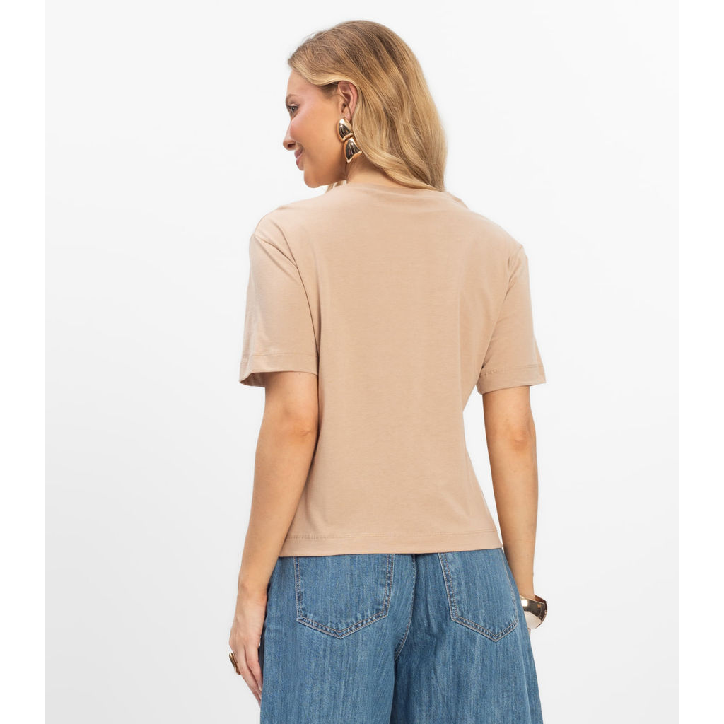 T- Shirt Feminina Meia Malha Rovitex Marrom