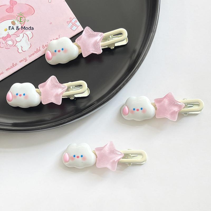 EA & Moda Adorável Doce Nuvem Estrela Grampo De Cabelo Bonito Rosa Pentagrama Hairpin Feminino Lado Bang Clipes Headwear