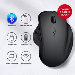 Mouse Bluetooth Ergonômico Recarregável Para Jogos 1600 DPI Modo Duplo De Computador Sem Fio 6 Botões PC E Mac