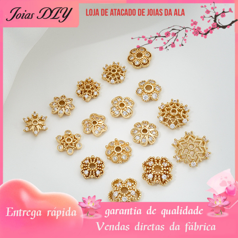 Forte retenção de cor 14K banhado a ouro incrustado zircão neve receptáculo margarida pequena flor flor flor ameixa grân