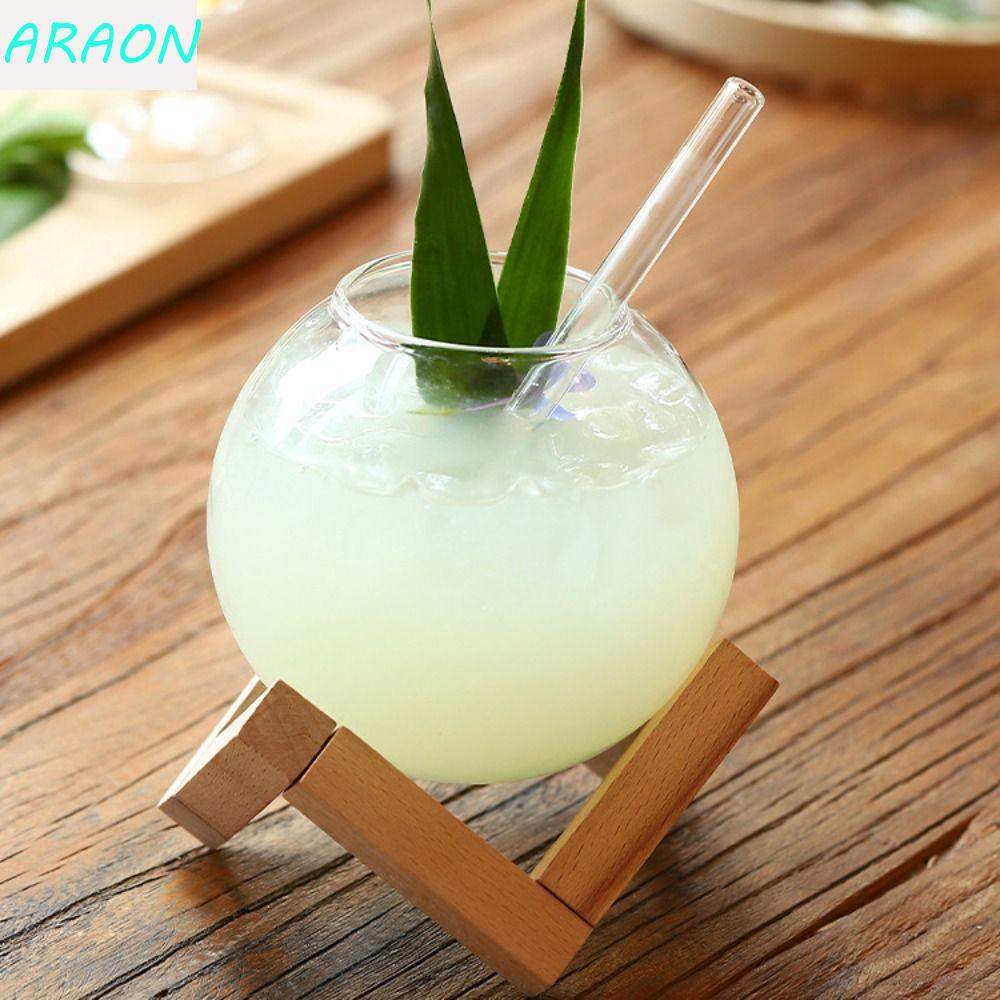 Copo De Bebida ARAON , Bola Ronud Em Formato De Esférico Para Coquetel , Com Suco De Palha