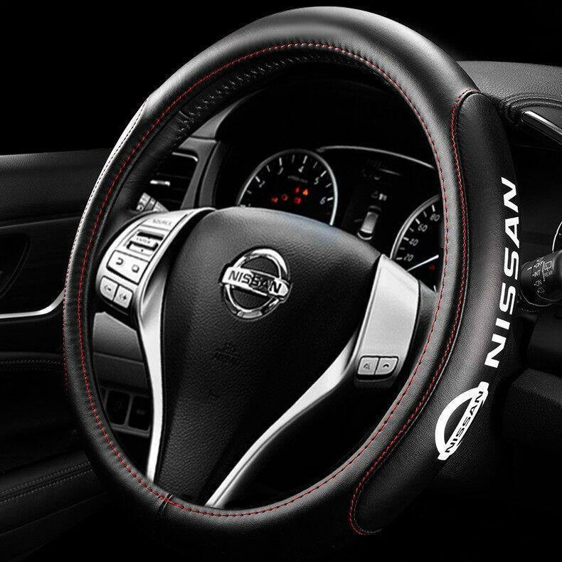 Capa de Volante de Carro em Couro de Vaca para Nissan Qashqai X Trail t32 Juke Note Tiida Almera Rogue