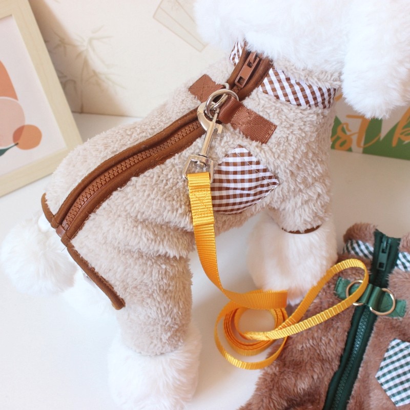 Roupas para cães roupas de outono outono inverno Teddy Bichon roupas de quatro patas casaco de lã quente volta D zíper P
