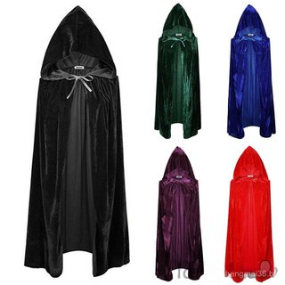 Capa de Veludo para Adultos, Fantasia Medieval com Capuz, Bruxa Wicca, Fantasia de Vampiro, Casacos de Halloween 5 7ZPO