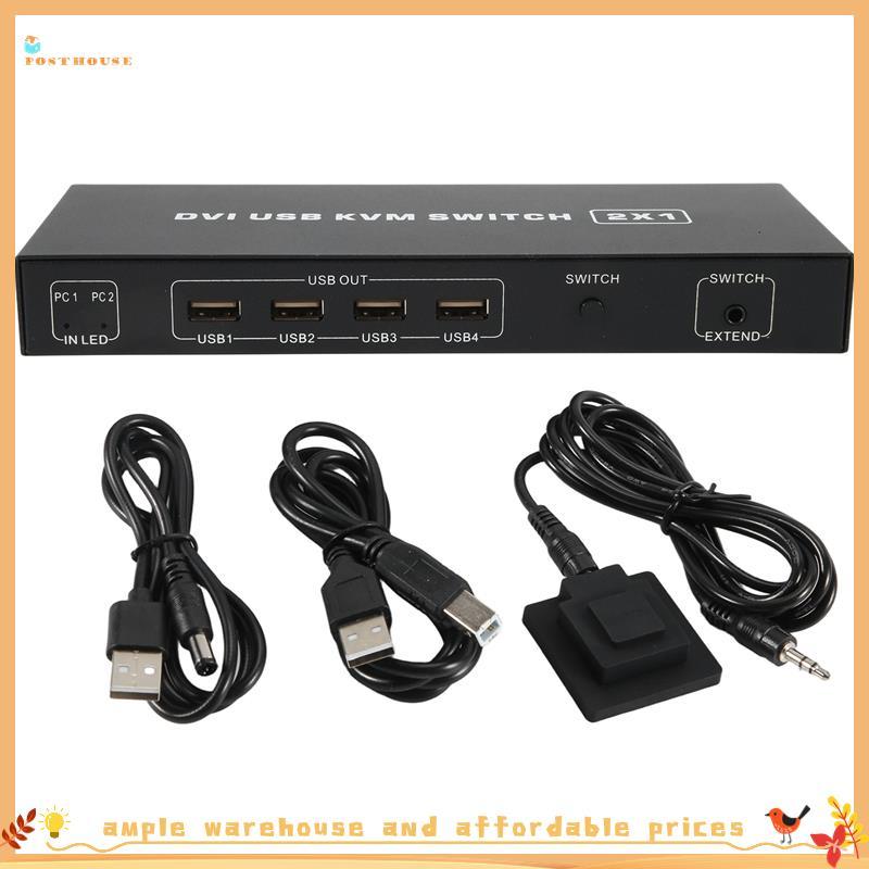 clarkbrs4 Alto-Falante DVI KVM Switch 2 Em 1 4K Dois Computadores Compartilhados Teclado USB Mouse Monitor De Impressão 
