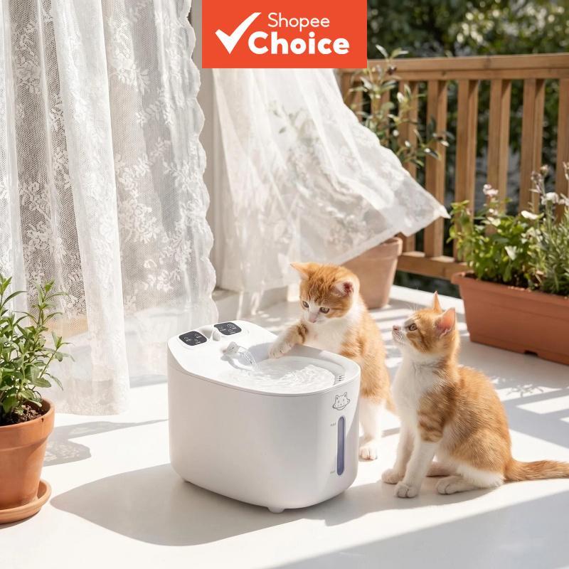 Fonte de água automática para gatos, tigela de água silenciosa com bomba e filtro para gatos e cães pequenos