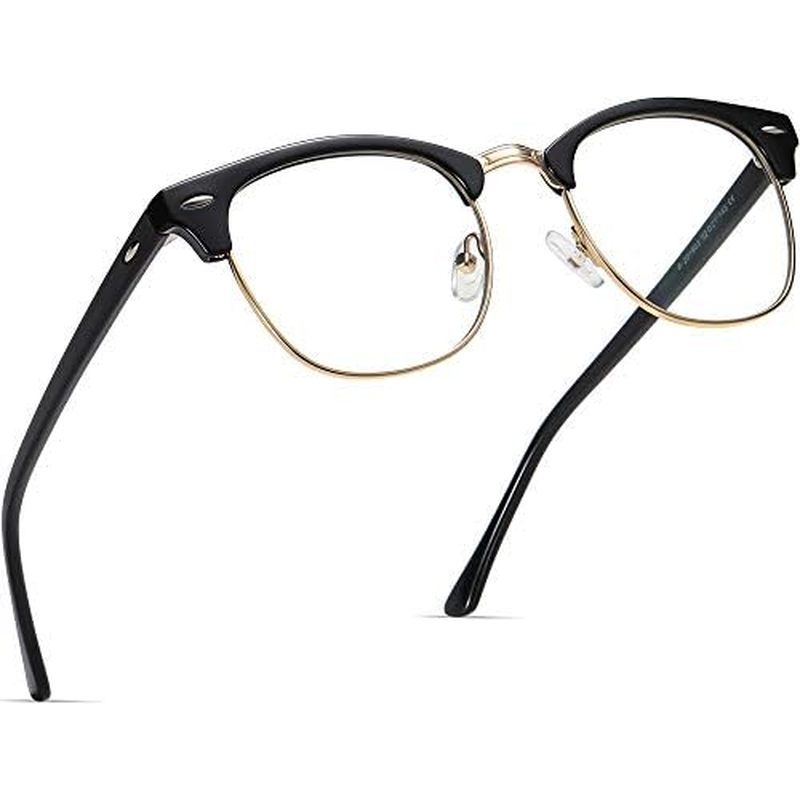 Óculos De Bloqueio De Luz Azul Vintage Meia Armação UV Lente Transparente Anti Fadiga Ocular Jogos De Computador Para Mu