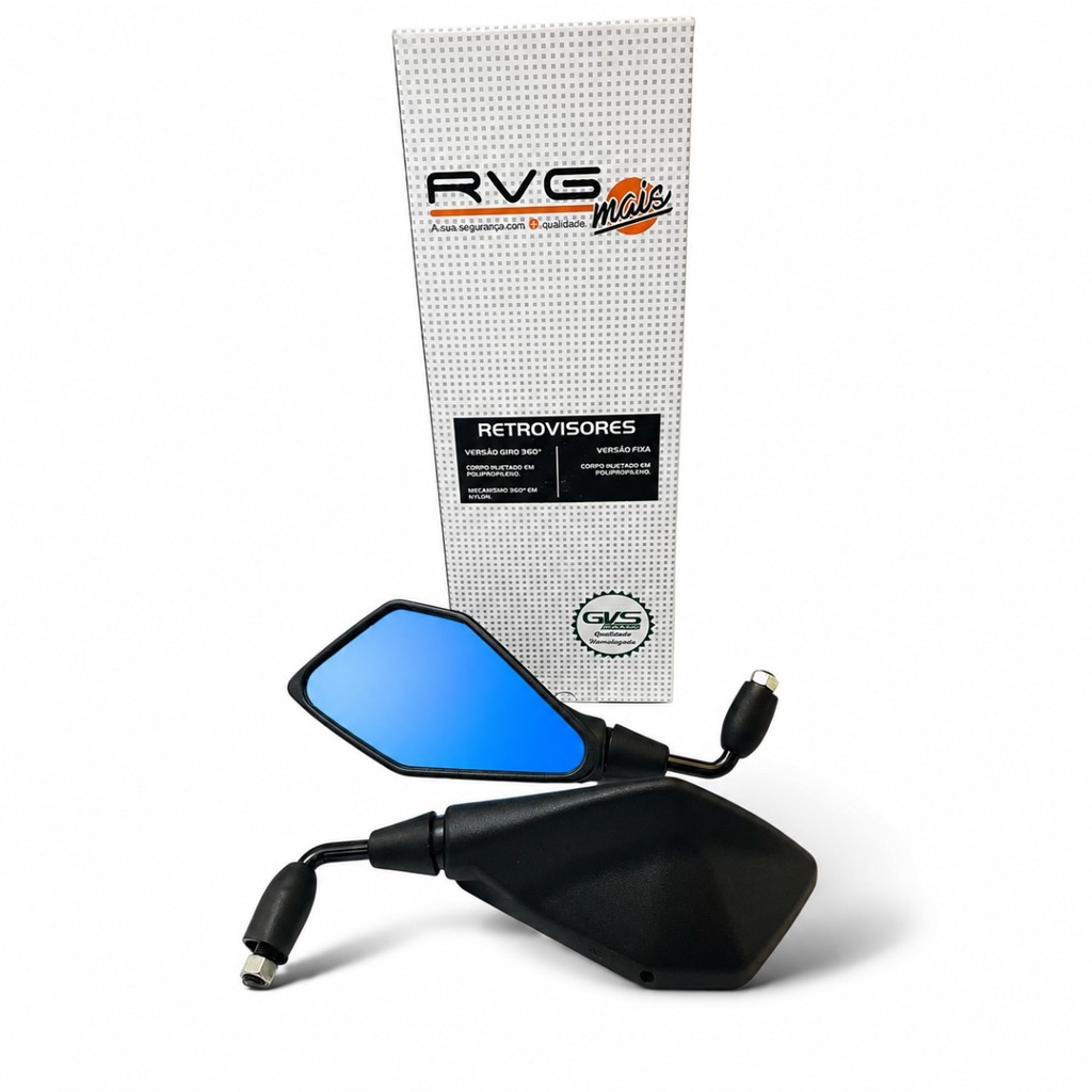 Par Retrovisor Z400 Haste Curta 90° Lente Azul Yamaha Rvg